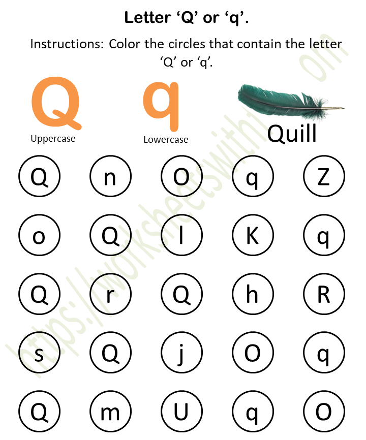 english preschool find and color q or q worksheet 17