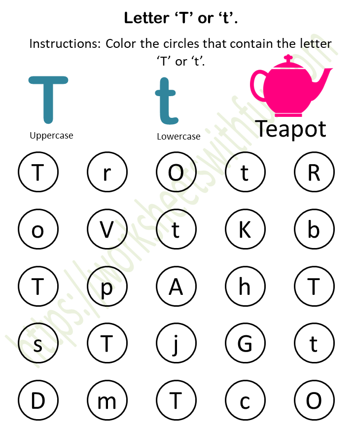 Find The Letter T Worksheet