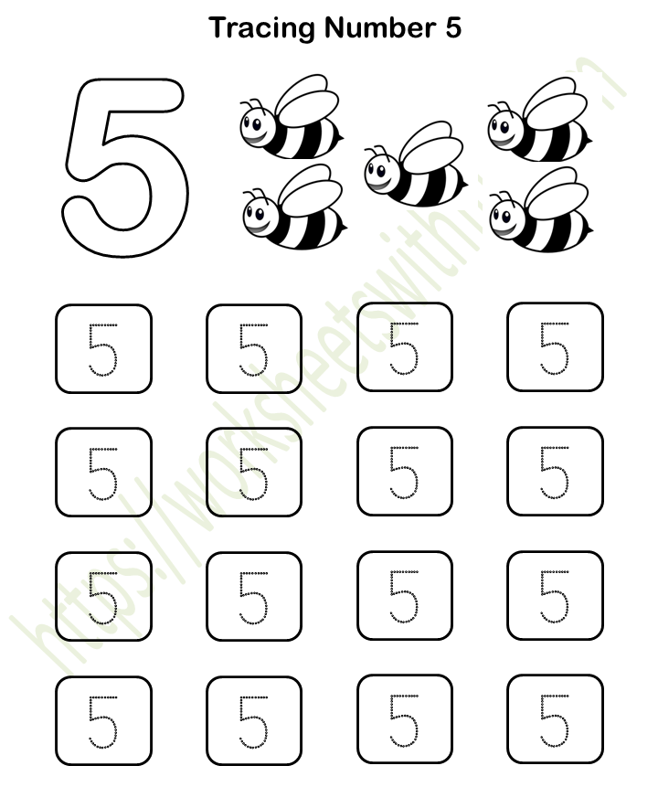 mathematics preschool tracing number 5 worksheet 5