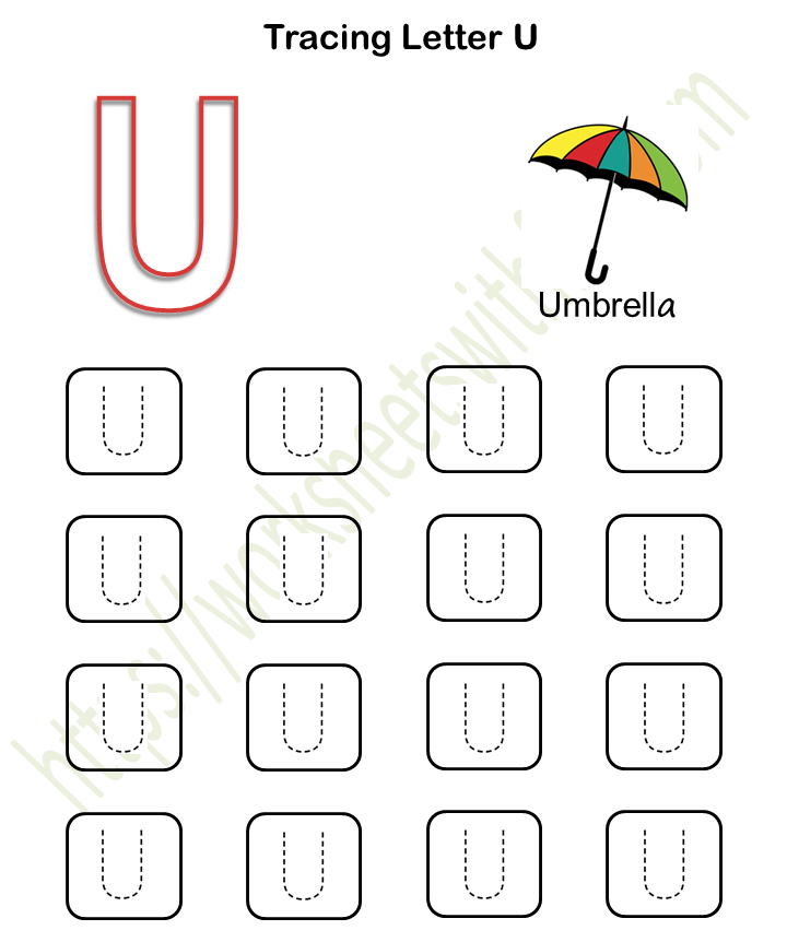 english preschool tracing letter u color worksheet 21