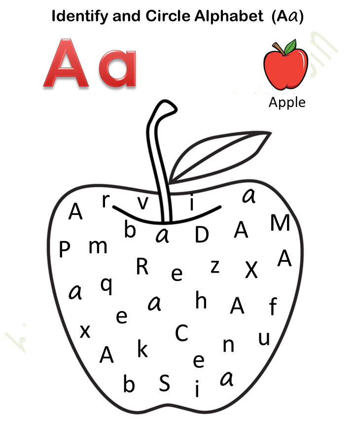 English - Preschool: Identify and Circle Alphabet (Aa) Worksheet 1