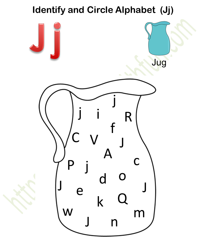 english preschool identify and circle alphabet ji