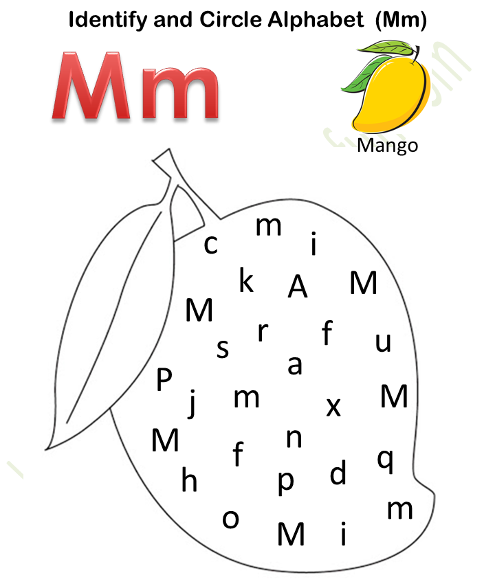 english preschool identify and circle alphabet mm