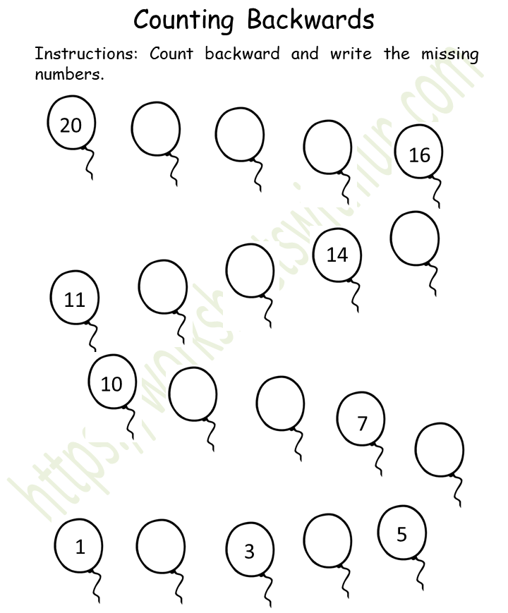 mathematics preschool counting backwards worksheet 8