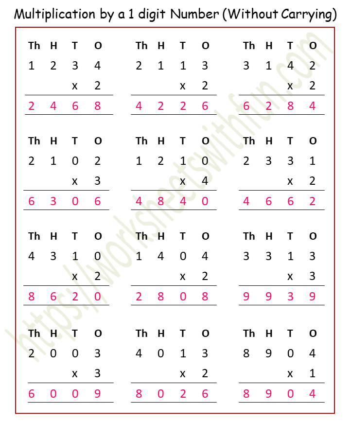 Maths - Class 4: Multiplication by a 1 digit Number ...