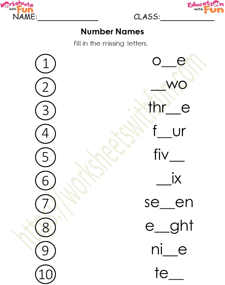 course mathematics preschool topic number names number in words worksheets