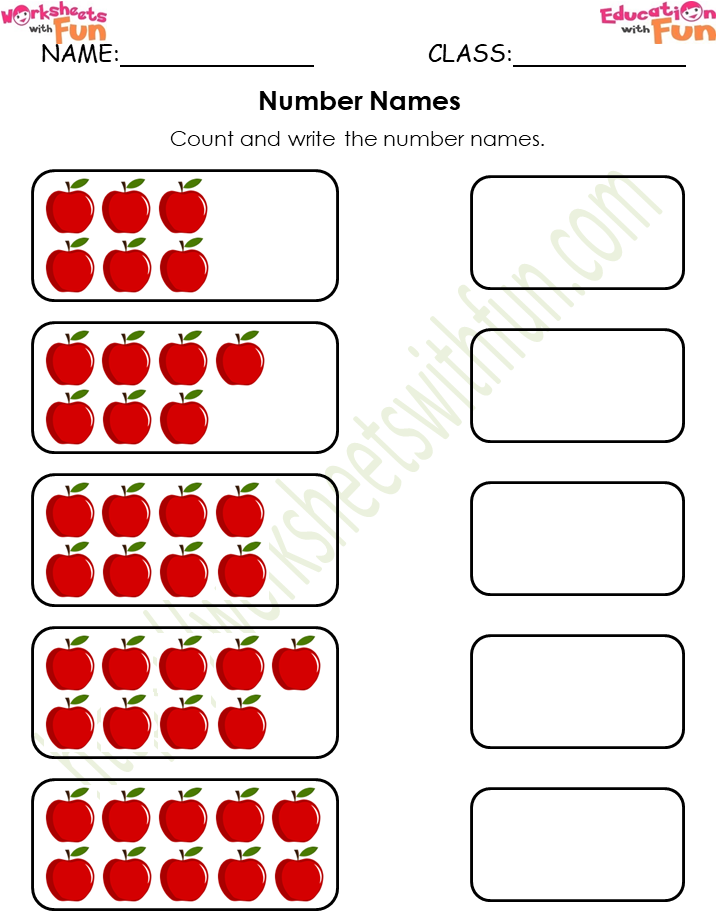 mathematics preschool number names worksheet 10
