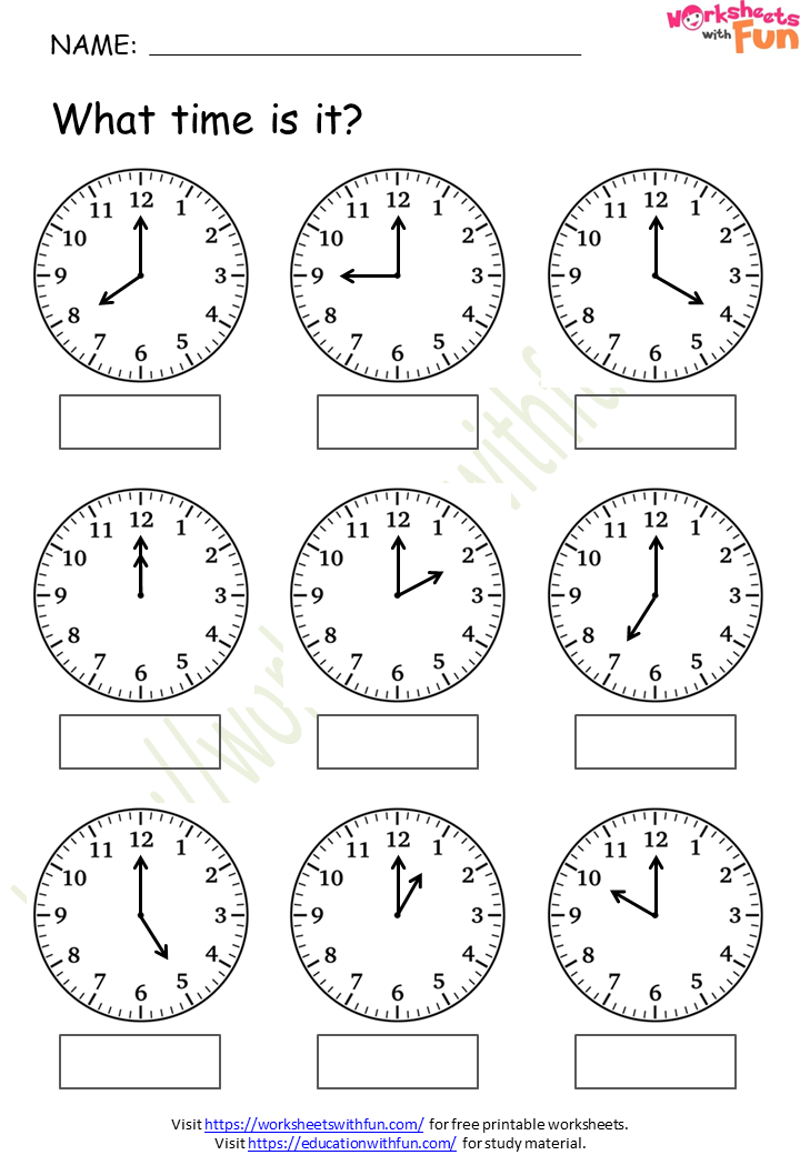 mathematics preschool time o clock worksheet 2