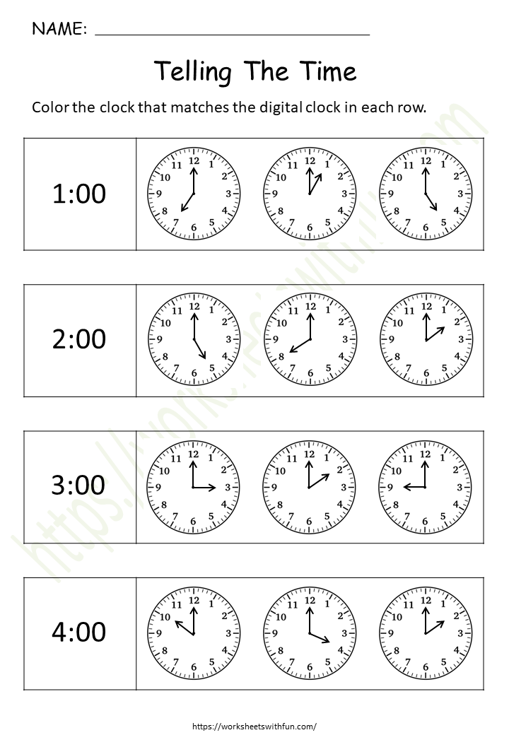 Time O' Clock Worksheet 8
