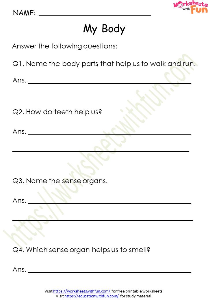 environmental science class 1 my body worksheet 11