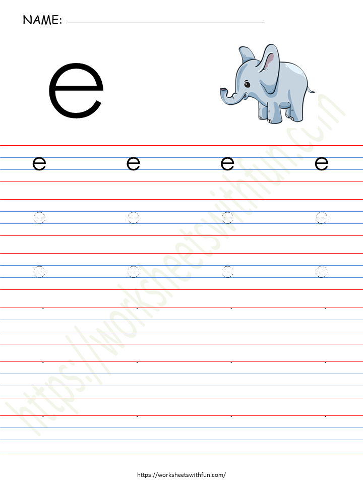 Alphabet (Letter 'e') Worksheet 7