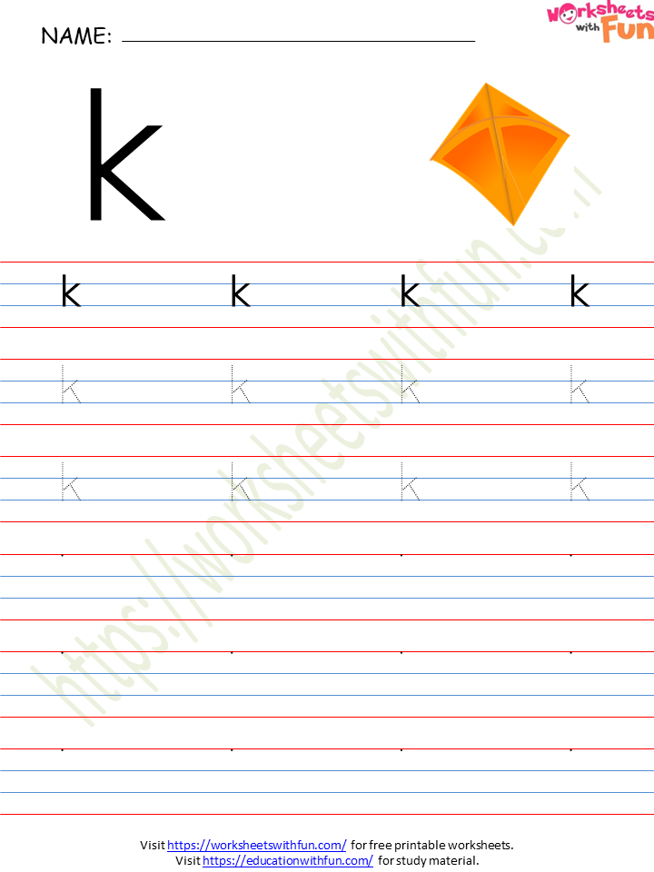 Letter K preschool and kindergarten worksheets