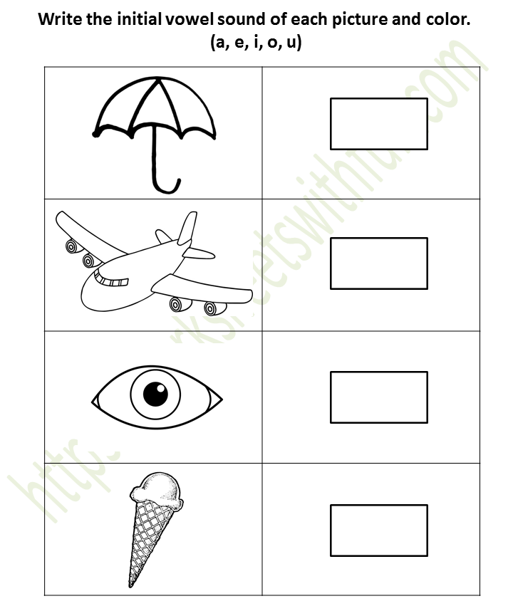 english general preschool vowel sound worksheet 2 write