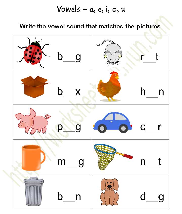 spanish vowel worksheets for kindergarten