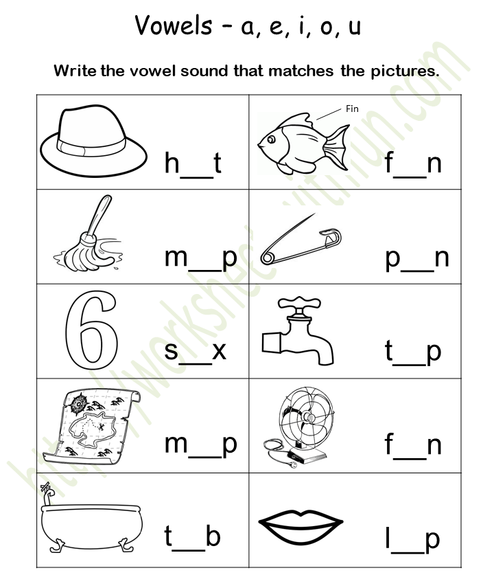 English General- Preschool: Vowel Sound Worksheet 9 (write The Vowel 8FA