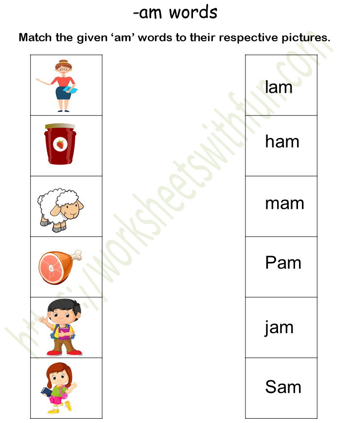 Am Family Words With Pictures Worksheet