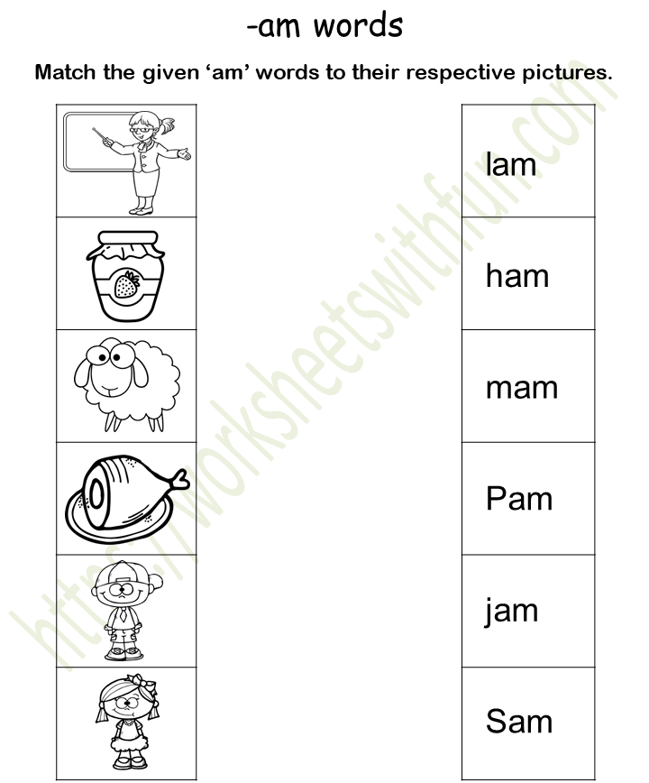 Am An Word Family Worksheets