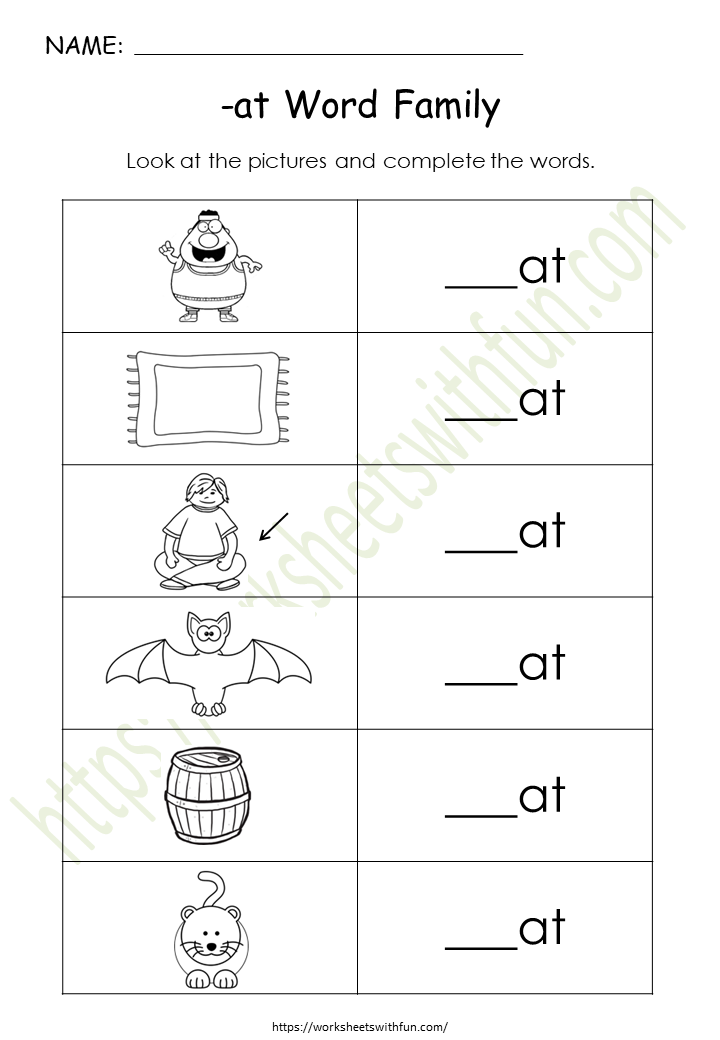 English General- Preschool: CVC (at Words) Worksheet 4 | WWF