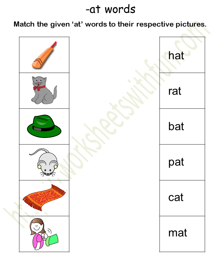 Topic: - at Word Family Worksheets | English General- Preschool | WWF