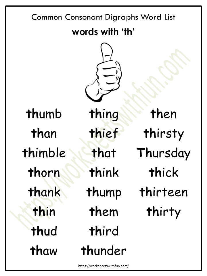 English General- Preschool: Diagraph (th) Words List 4 | WWF