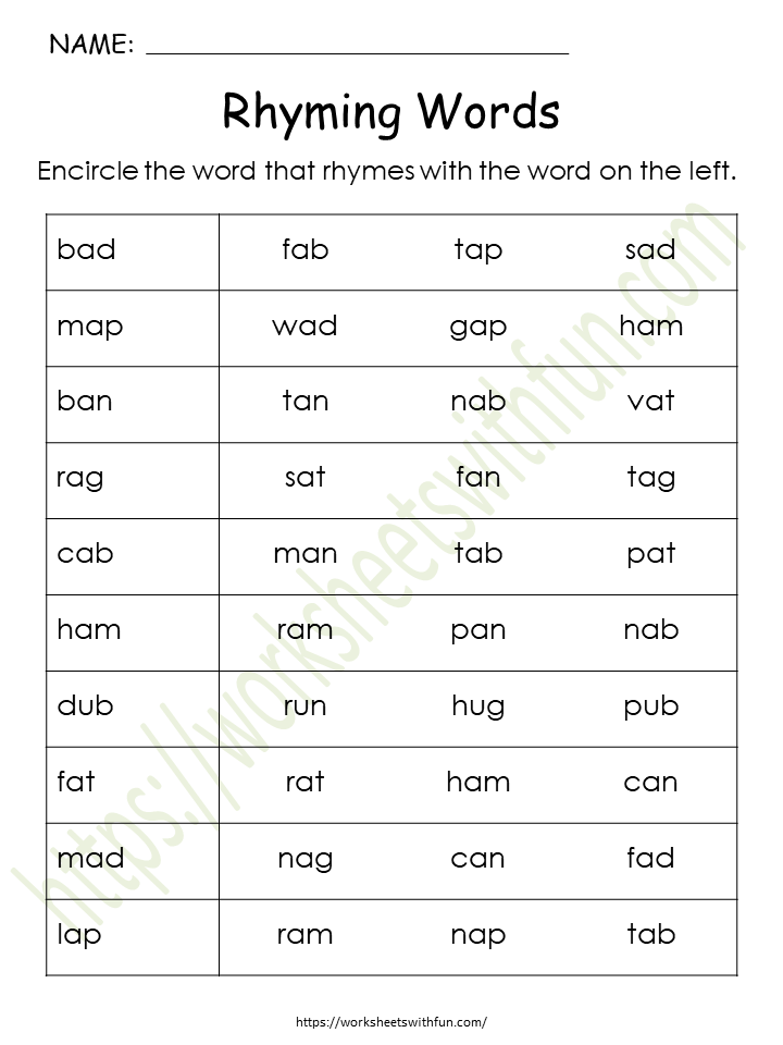 CVC Rhyming Words Worksheet 8