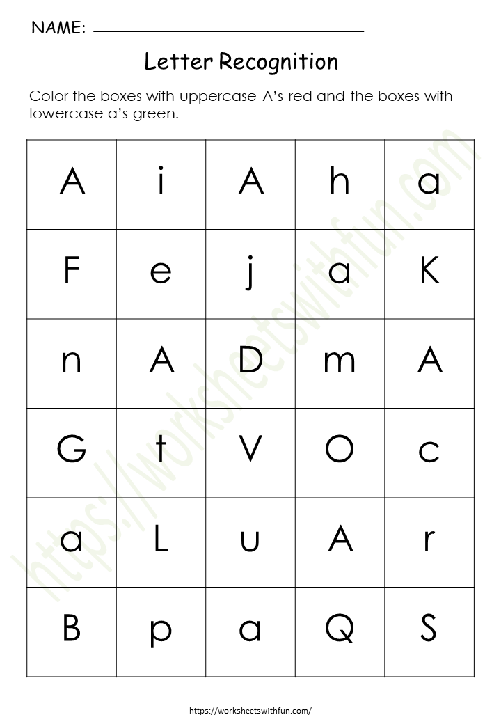 Alphabet Worksheet (Letter Recognition) - 'A'