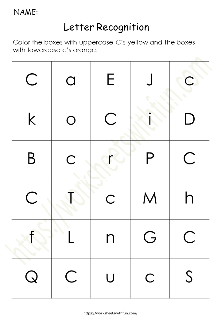 Alphabet Worksheet (Letter Recognition) - 'C'