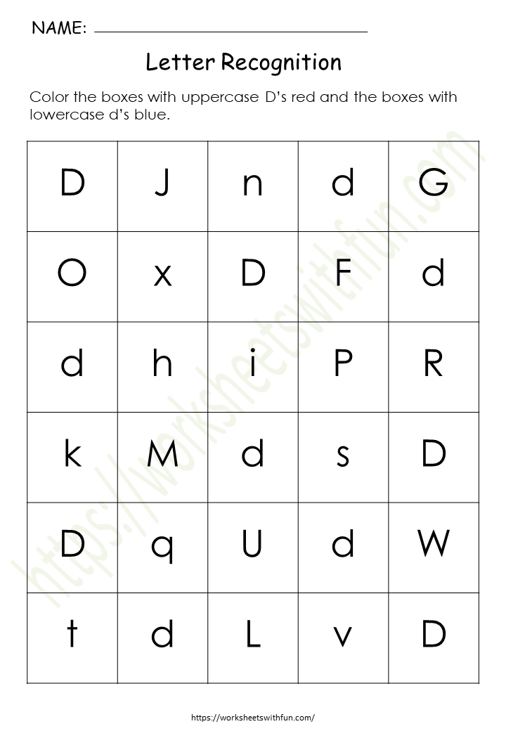 Alphabet Worksheet (Letter Recognition) - 'D'