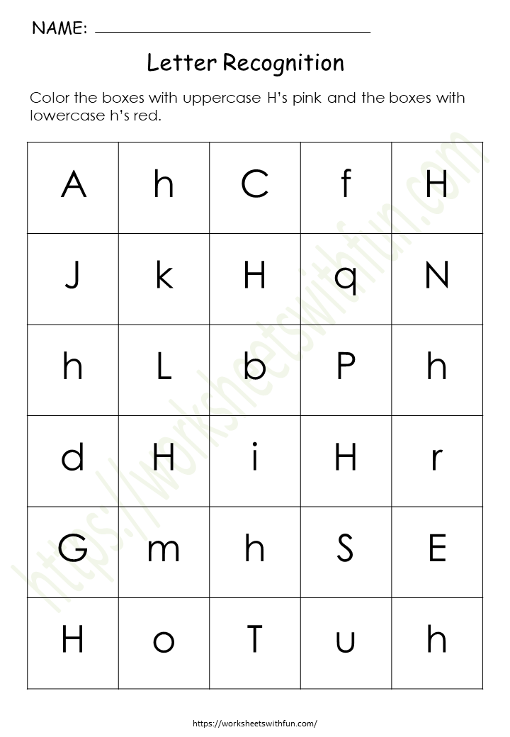 Alphabet Worksheet (Letter Recognition) - 'H'