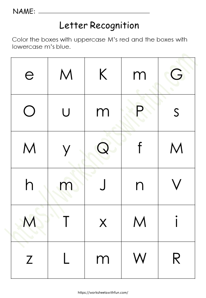 Alphabet Worksheet (Letter Recognition) - 'M'