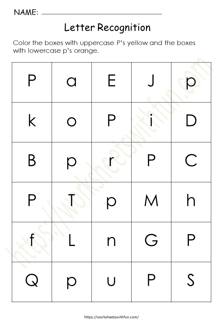 Alphabet Worksheet (Letter Recognition) - 'P'