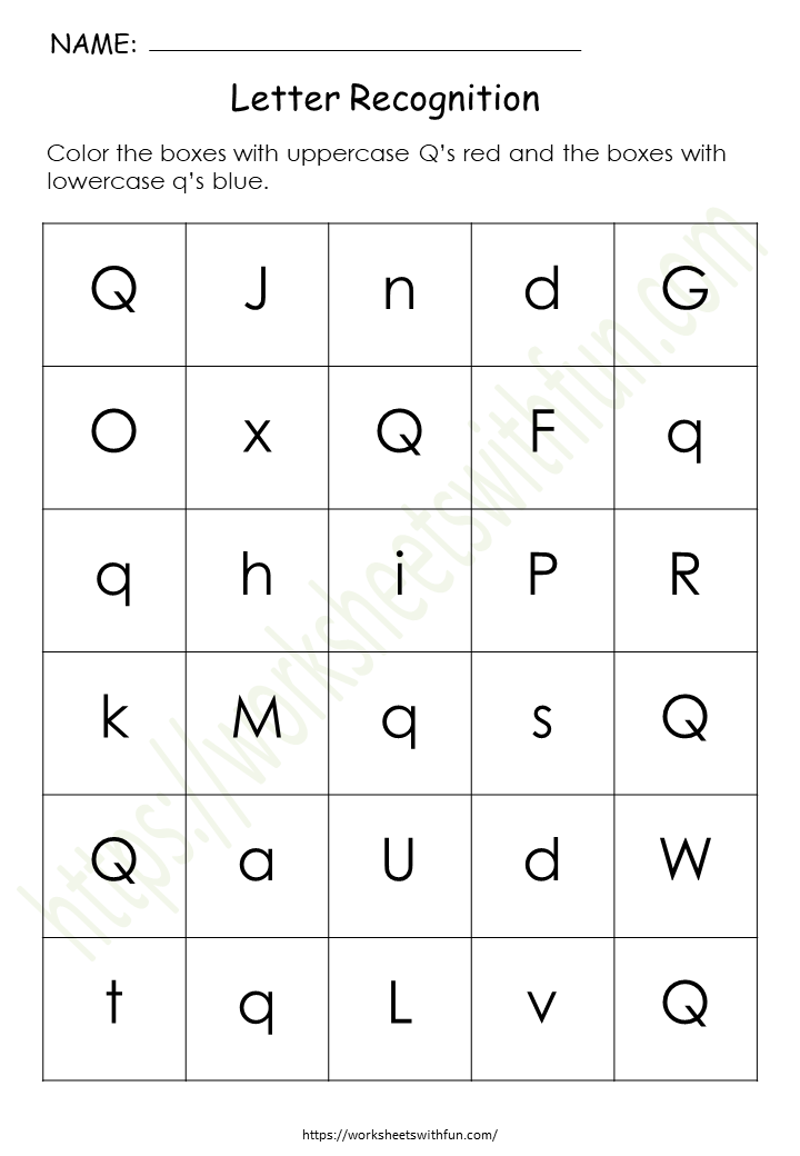 Alphabet Worksheet (Letter Recognition) - 'Q'
