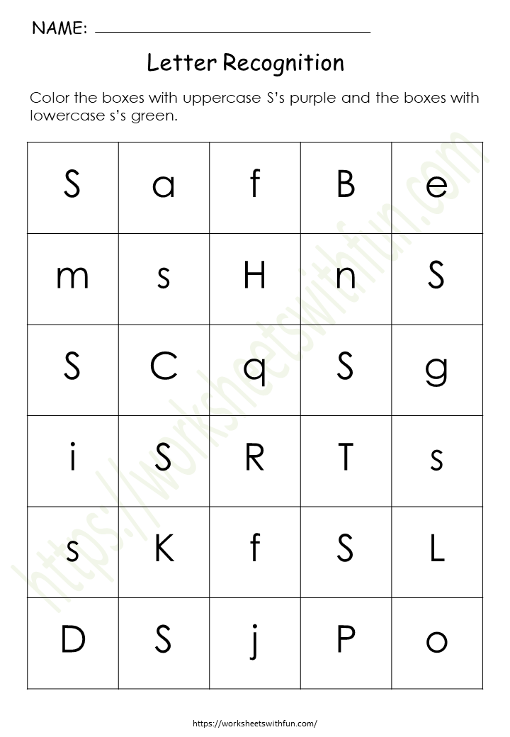 Alphabet Worksheet (Letter Recognition) - 'S'