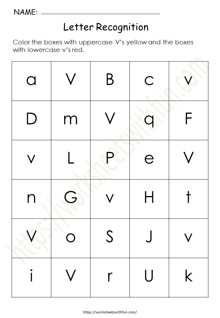 Alphabet Worksheet (Letter Recognition) - 'V'