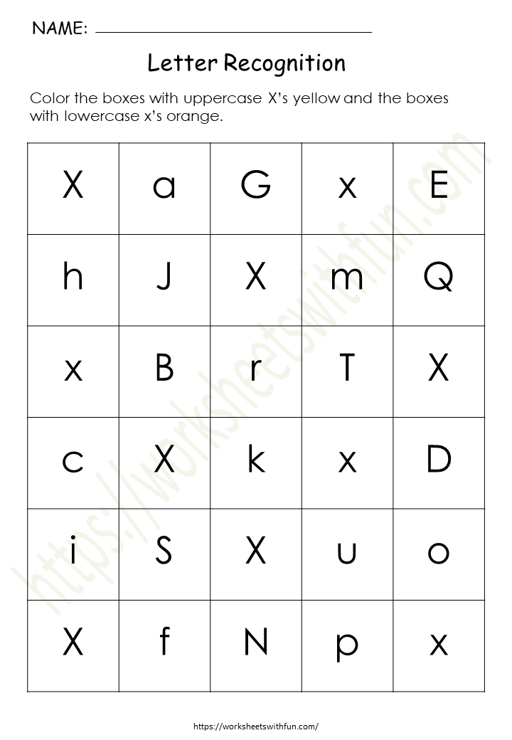 Alphabet Worksheet (Letter Recognition) - 'X'