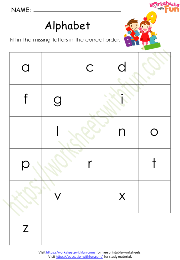 English - Preschool: Missing Alphabet Worksheet 5 | WWF