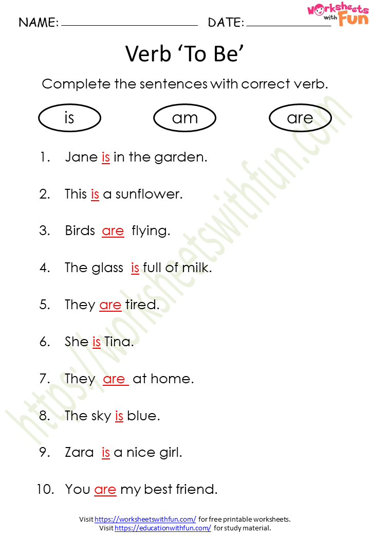 course english class 1 topic use of am is are