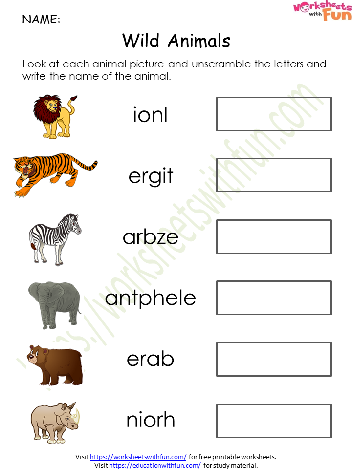 Environmental Science - Preschool: Wild Animals Worksheet 5
