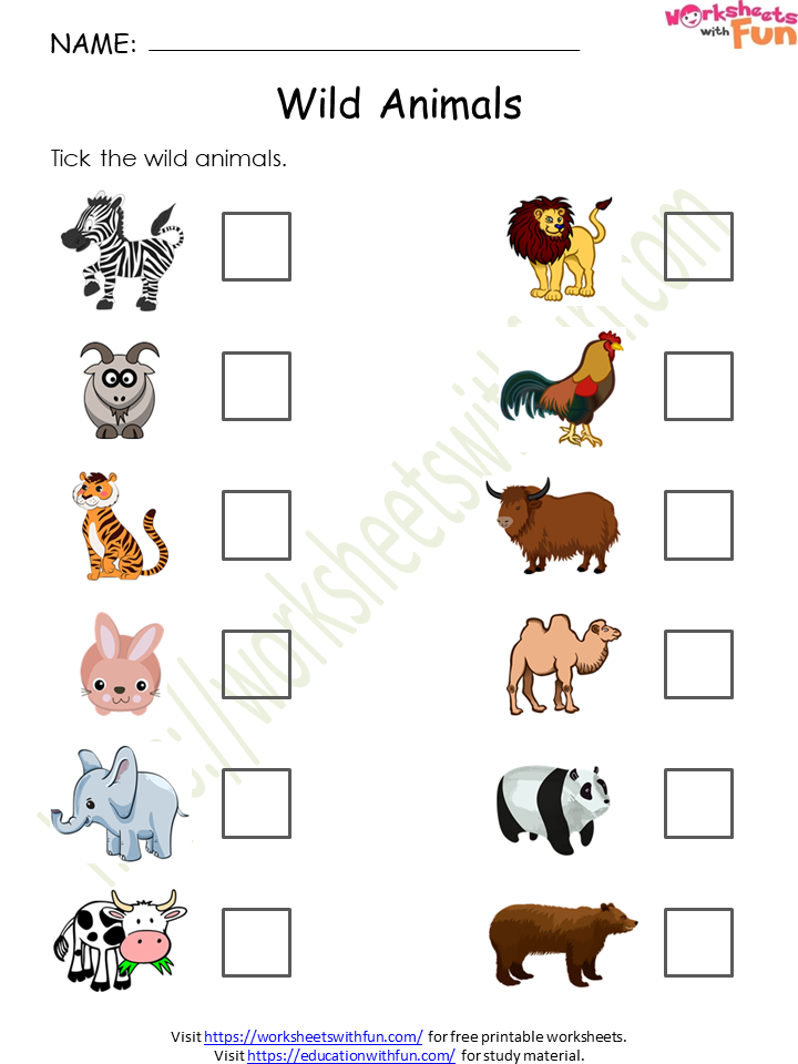 course environmental science preschool topic wild animals worksheets