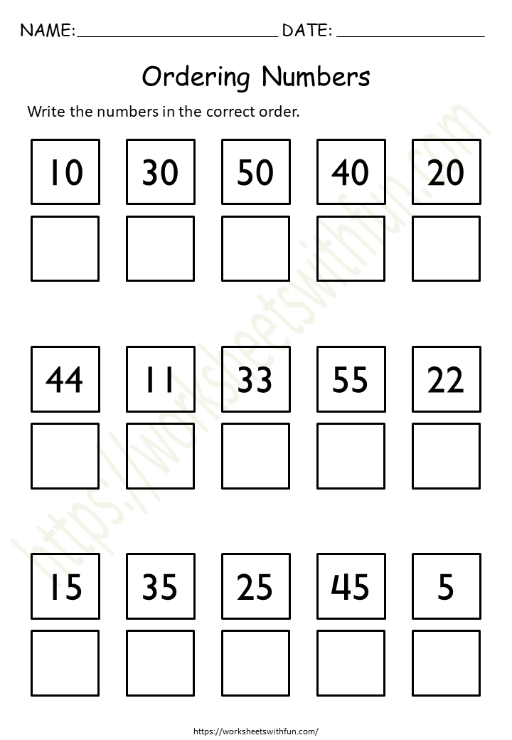 Ordering Numbers Worksheet 8