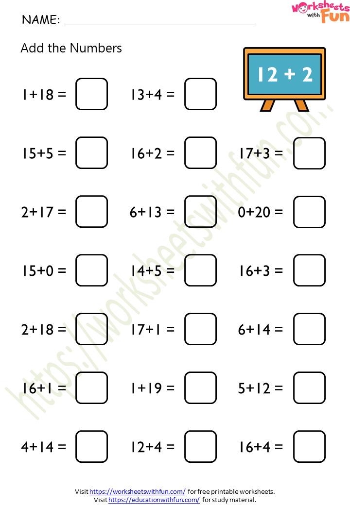 Mathematics - Preschool: Addition Up To 20 Worksheet 6