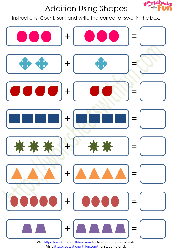 Mathematics - Preschool: Addition Using Shapes Worksheet 1 | WWF