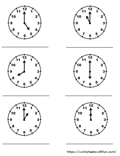 maths class 1 time o clock write the correct time worksheet 2